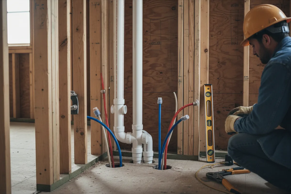 Drain and supply rough-in during Drain Cleaning in Glenn