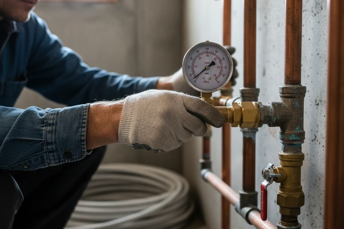 Pressure testing a repaired line during Water Line Repair in Glenn